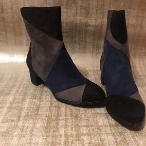 color block boots.